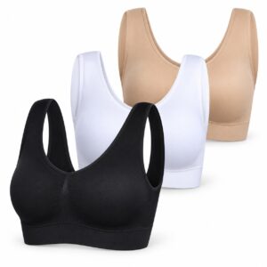 Bequemer, figurformender BH ohne Bügel (3er-Set – Schwarz, Weiß, Beige)